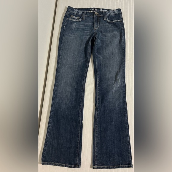 Vigoss Premium Jeans Bootcut Womens juniors SZ 7/8 Distressed Embroidered J1 - Picture 11 of 12